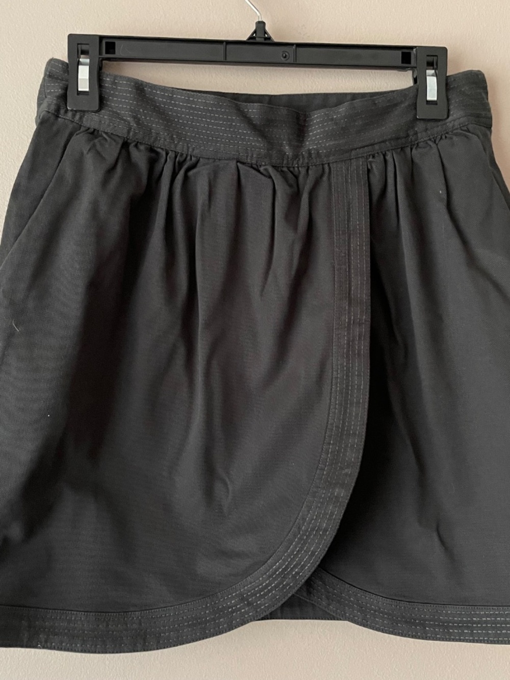 Anthropologie Canvas Tulip Skirt Dark Grey Faux Wrap By Leifsdottir NWT